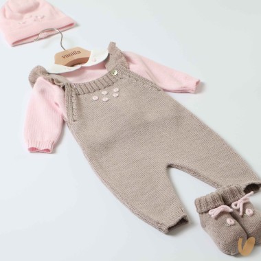 Completo nascita camelie in lana Set Nascita e Uscita Clinica