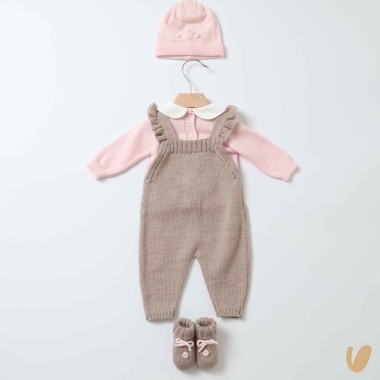 Completo nascita camelie in lana Set Nascita e Uscita Clinica