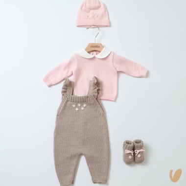 Completo nascita camelie in lana Set Nascita e Uscita Clinica