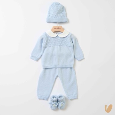 Completo nascita rombi in lana Set Nascita e Uscita Clinica