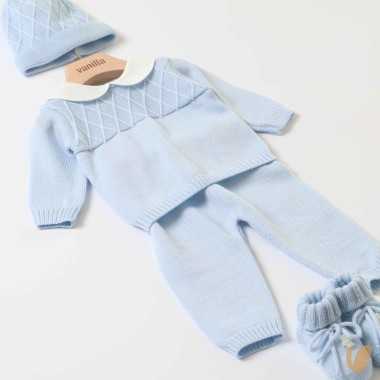 Completo nascita rombi in lana Set Nascita e Uscita Clinica