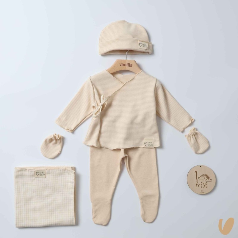 Scatola nascita cotone organico Completo e Pagliaccetto