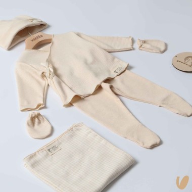 Scatola nascita cotone organico Completo e Pagliaccetto