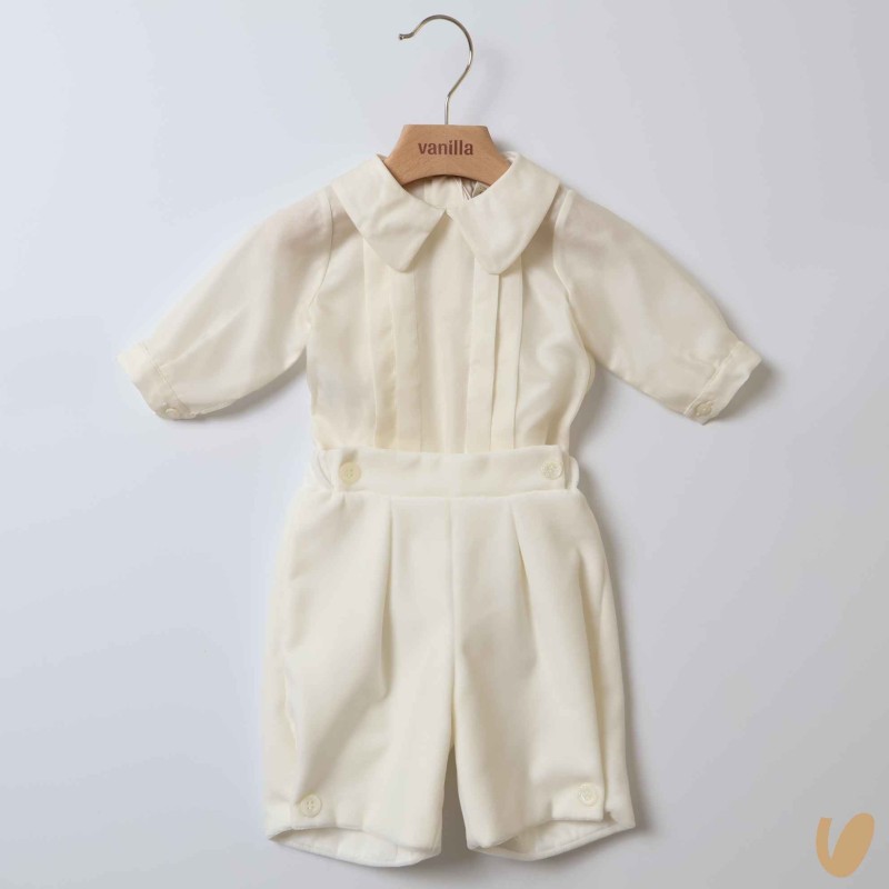 Completo elegante seta e velluto Battesimo