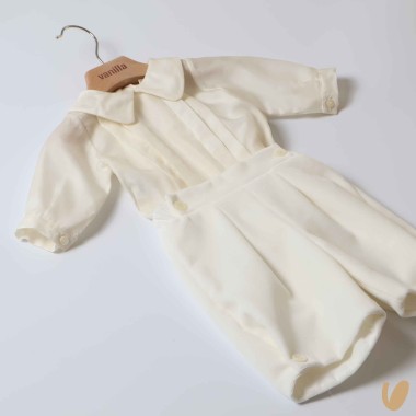 Completo elegante seta e velluto Battesimo