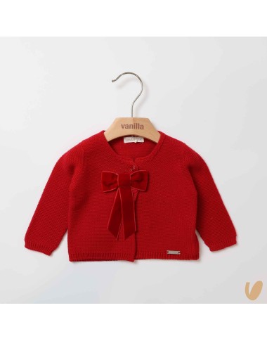 Cardigan with velvet bow