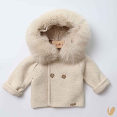 Cappottino lana e pelliccia Neonato