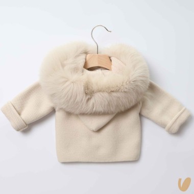 Cappottino lana e pelliccia Neonato