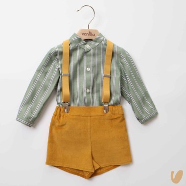 Camicia bermuda e bretelle Neonato