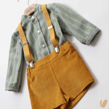 Camicia bermuda e bretelle Neonato