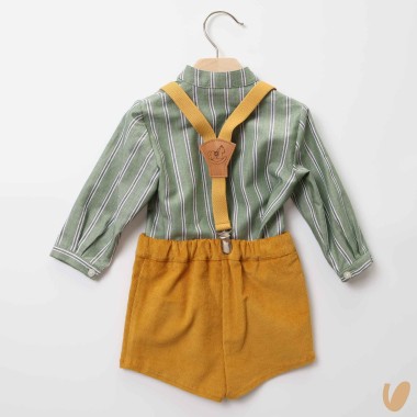 Camicia bermuda e bretelle Neonato