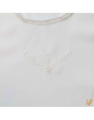 Hand embroidered silk baptismal shirt
