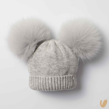 Cappello lana doppio ponpom Cappello e Guanti