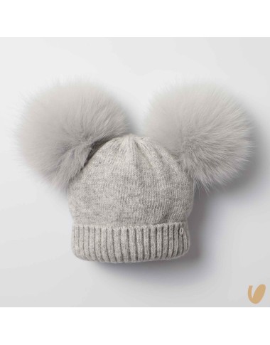 Cappello lana doppio ponpom Cappello e Guanti