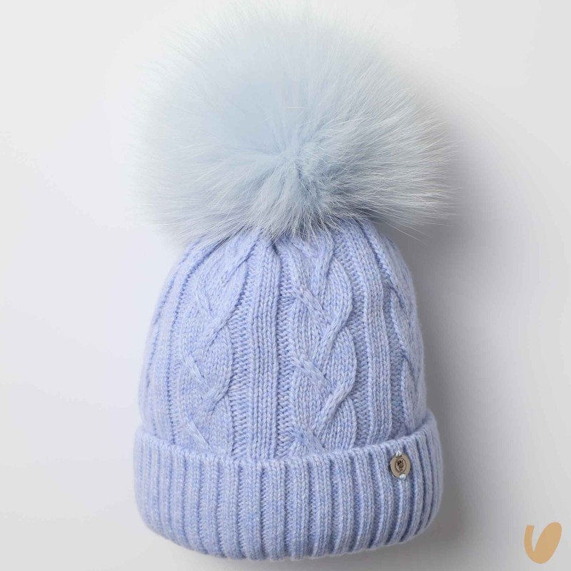 Cappello lana e cashmere ponpom Cappello e Guanti