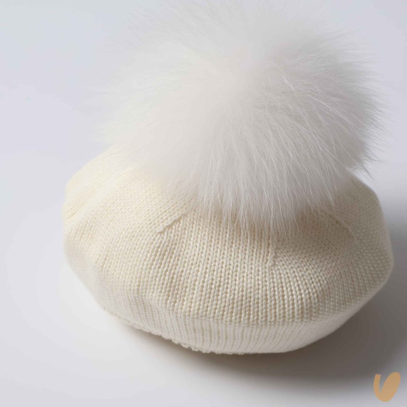 Basco in lana con ponpom Cappello e Guanti