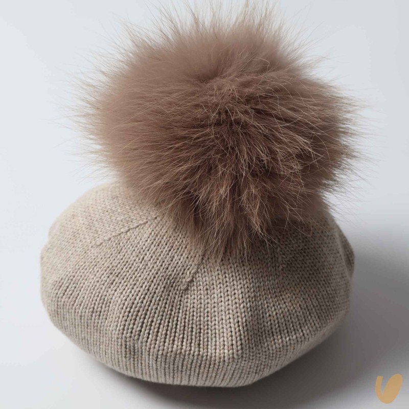 Basco in lana con ponpom Cappello e Guanti