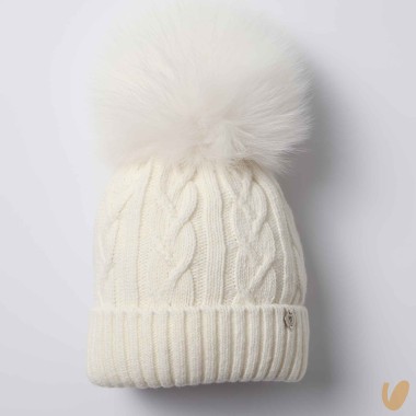 Cappello lana e cashmere ponpom Cappello e Guanti