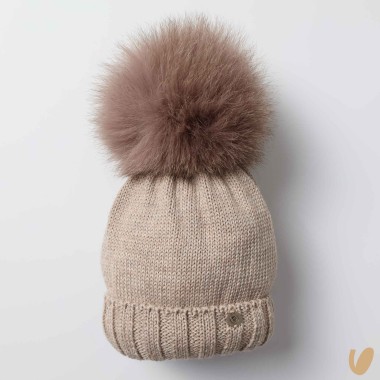 Cappello lana ponpom Cappello e Guanti