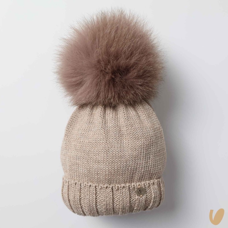 Cappello lana ponpom Cappello e Guanti