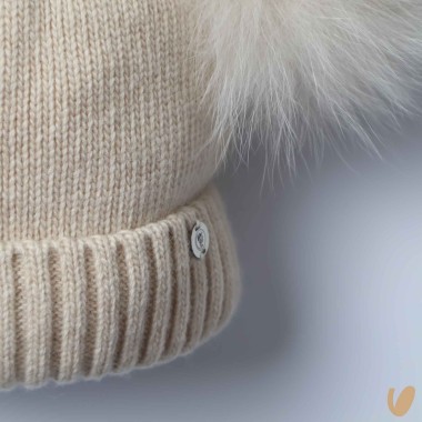Cappello lana doppio ponpom Cappello e Guanti