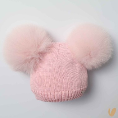 Cappello lana doppio ponpom Cappello e Guanti