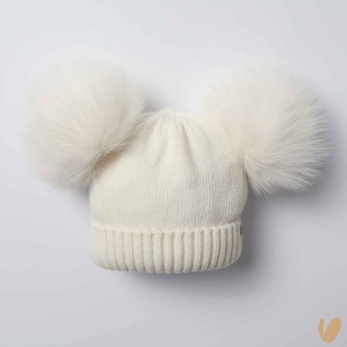 Cappello lana doppio ponpom Cappello e Guanti
