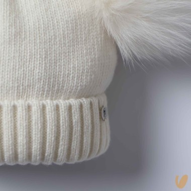 Cappello lana doppio ponpom Cappello e Guanti