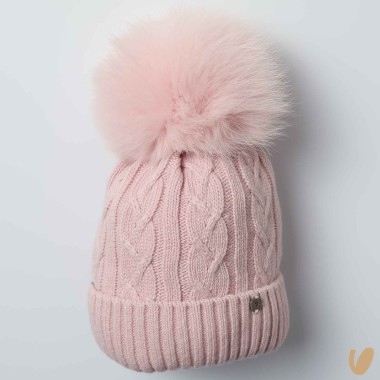Cappello lana e cashmere ponpom Cappello e Guanti