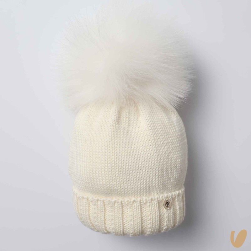 Cappello lana ponpom Cappello e Guanti