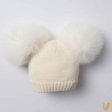 Cappello lana doppio ponpom Cappello e Guanti