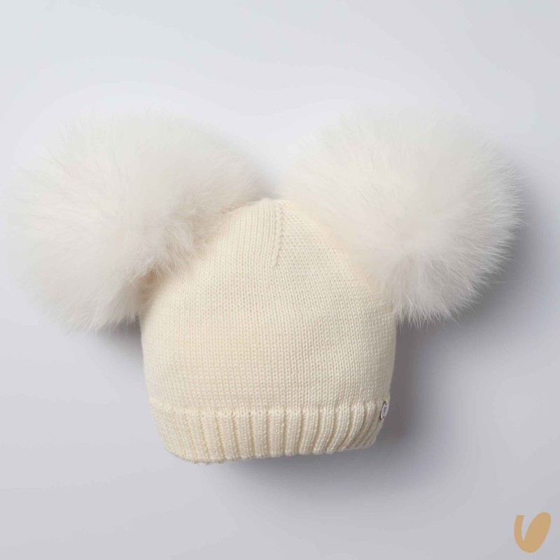 Cappello lana doppio ponpom Cappello e Guanti