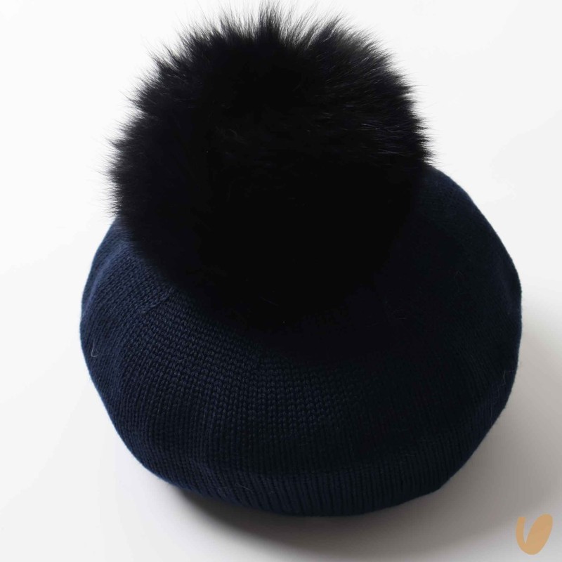 Basco in lana con ponpom Cappello e Guanti