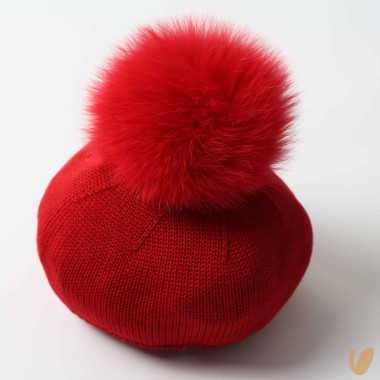 Basco in lana con ponpom Cappello e Guanti