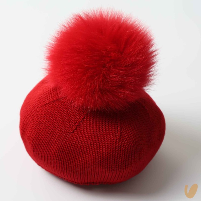 Basco in lana con ponpom Cappello e Guanti