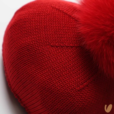 Basco in lana con ponpom Cappello e Guanti