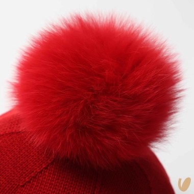 Basco in lana con ponpom Cappello e Guanti