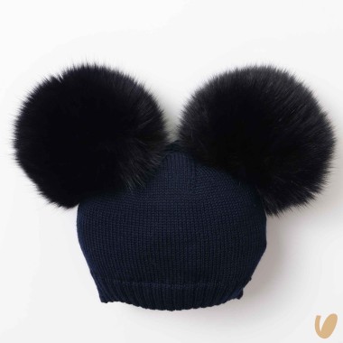 Cappello lana doppio ponpom Cappello e Guanti
