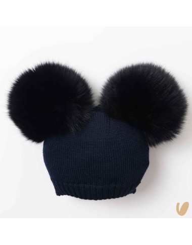 Cappello lana doppio ponpom Cappello e Guanti