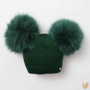 Cappello lana doppio ponpom Cappello e Guanti