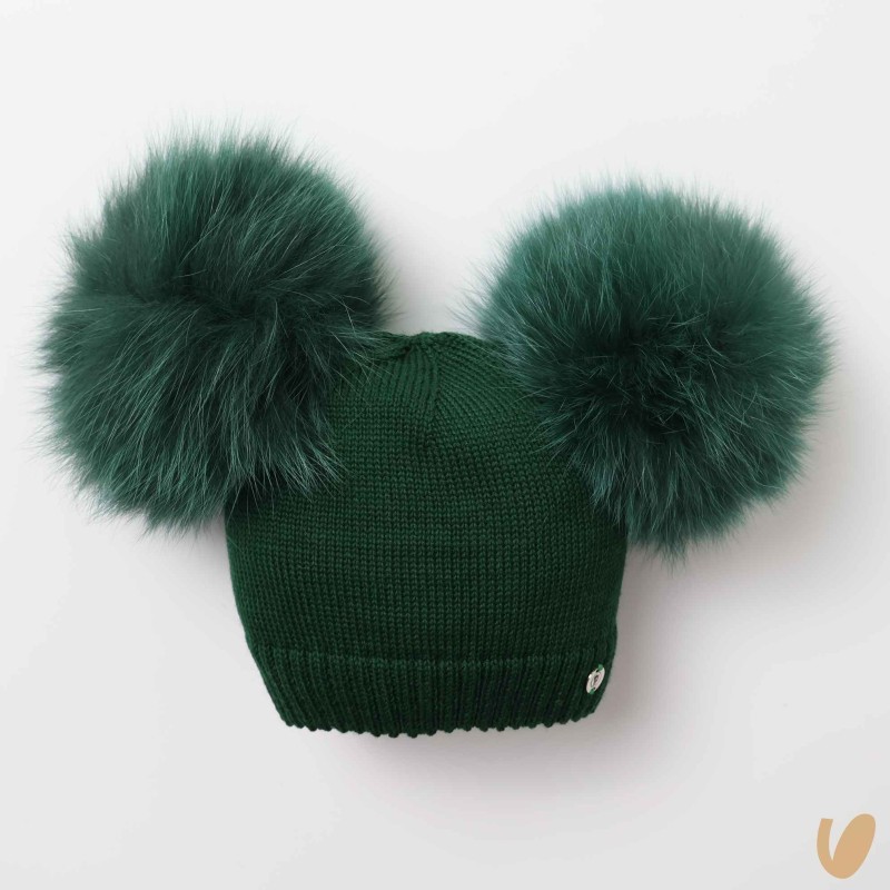 Cappello lana doppio ponpom Cappello e Guanti