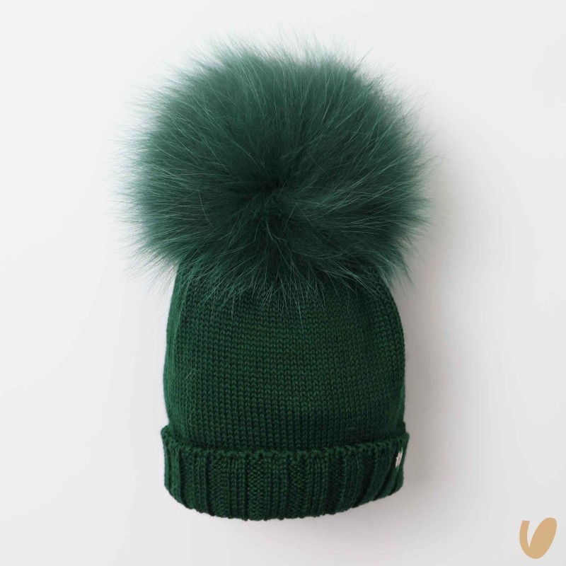 Cappello lana ponpom Cappello e Guanti