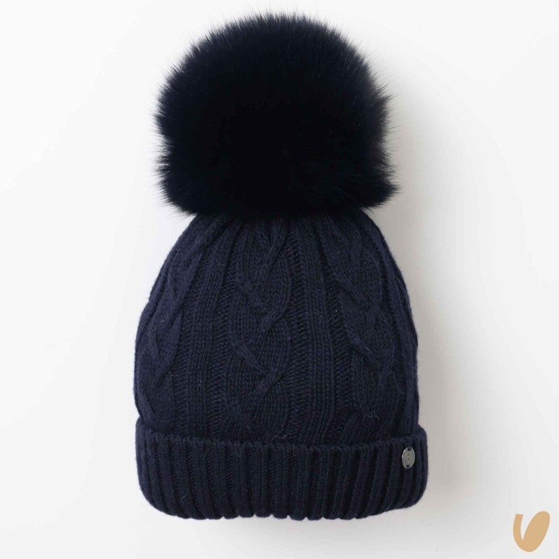 Cappello lana e cashmere ponpom Cappello e Guanti