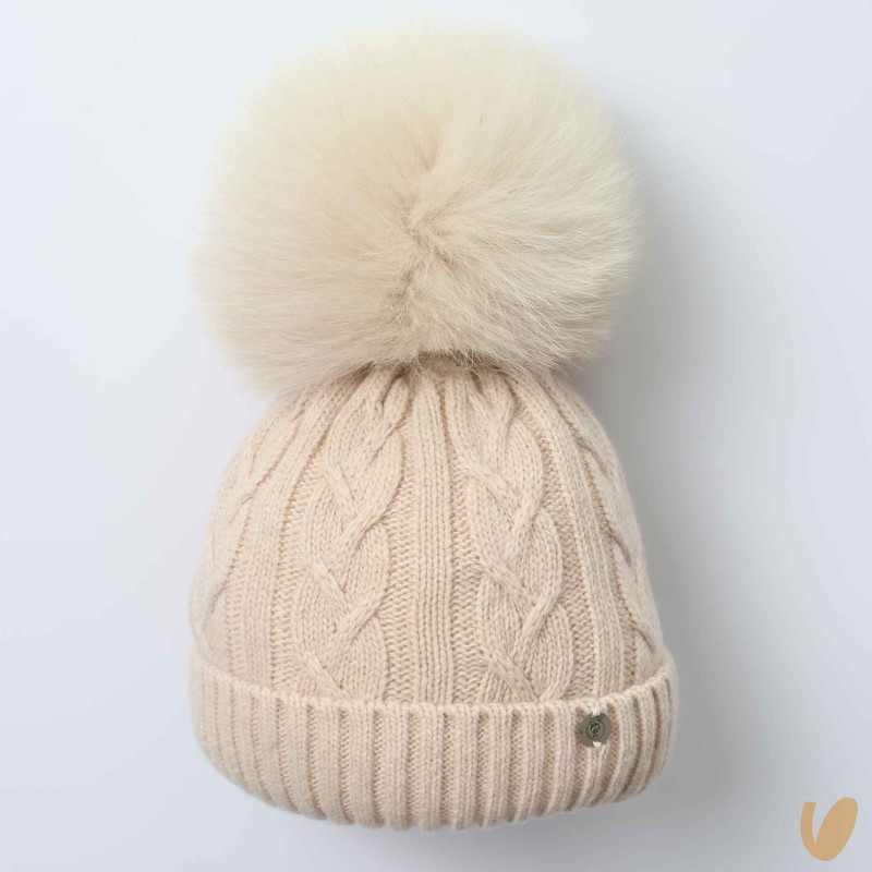Cappello lana e cashmere ponpom Cappello e Guanti