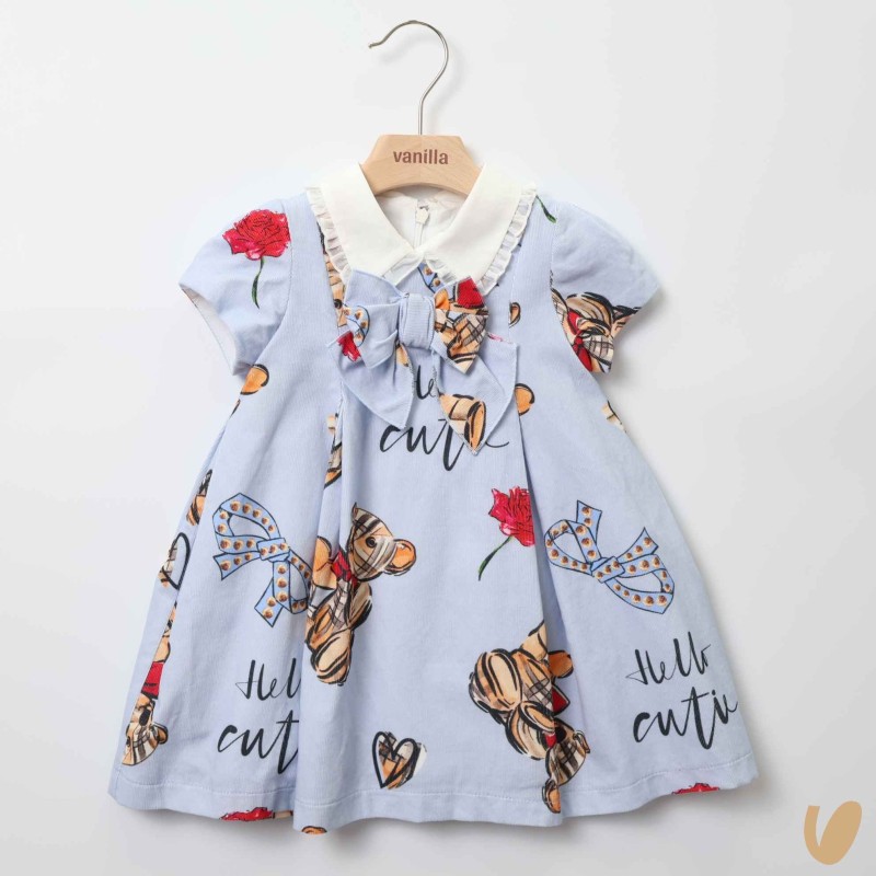 Abito orsetti in velluto Neonata 0/36