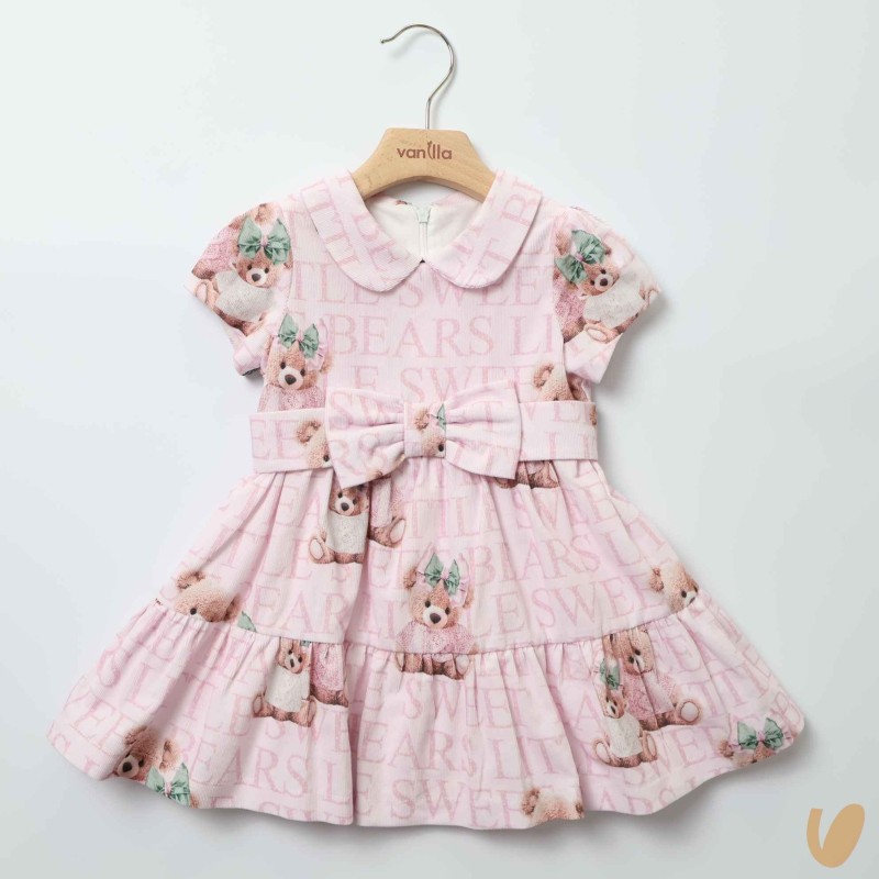 Abito orsetti in velluto Neonata 0/36