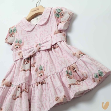 Abito orsetti in velluto Neonata 0/36