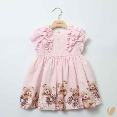 Abito orsetti in velluto Neonata 0/36