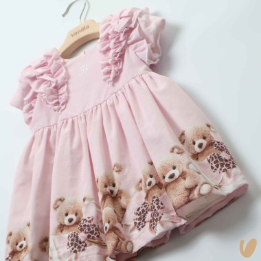 Abito orsetti in velluto Neonata 0/36