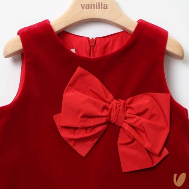 Scamiciato in velluto fiocchi Bimba 2/8 anni